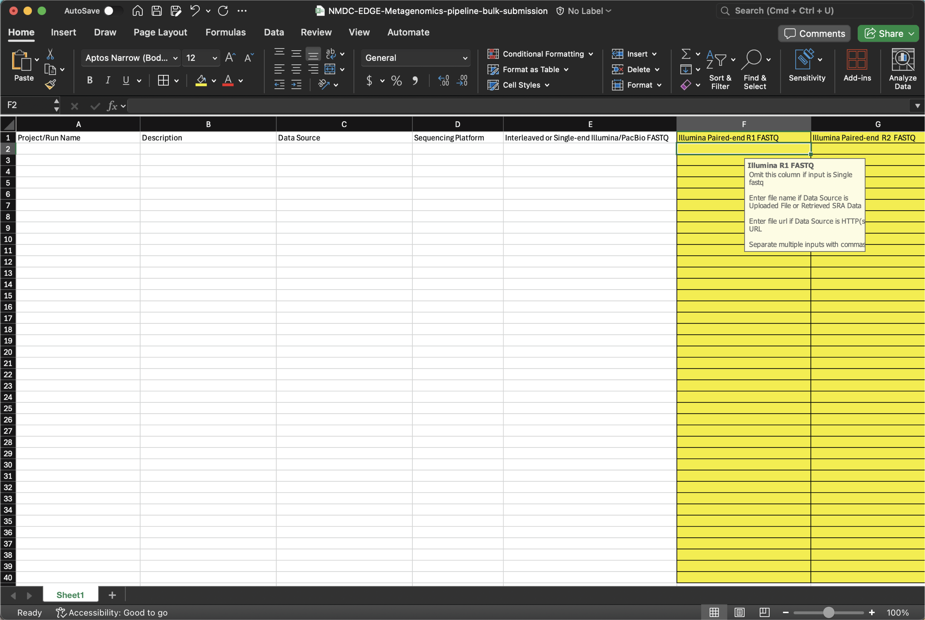 Excel Spreadsheet hovering over Interleaved input section.